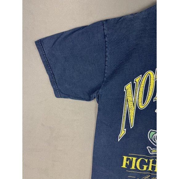 Vintage Nutmeg NCAA Notre Dame Fightin' Irish Fade Navy Blue Shirt Large Sports - Picture 5 of 10